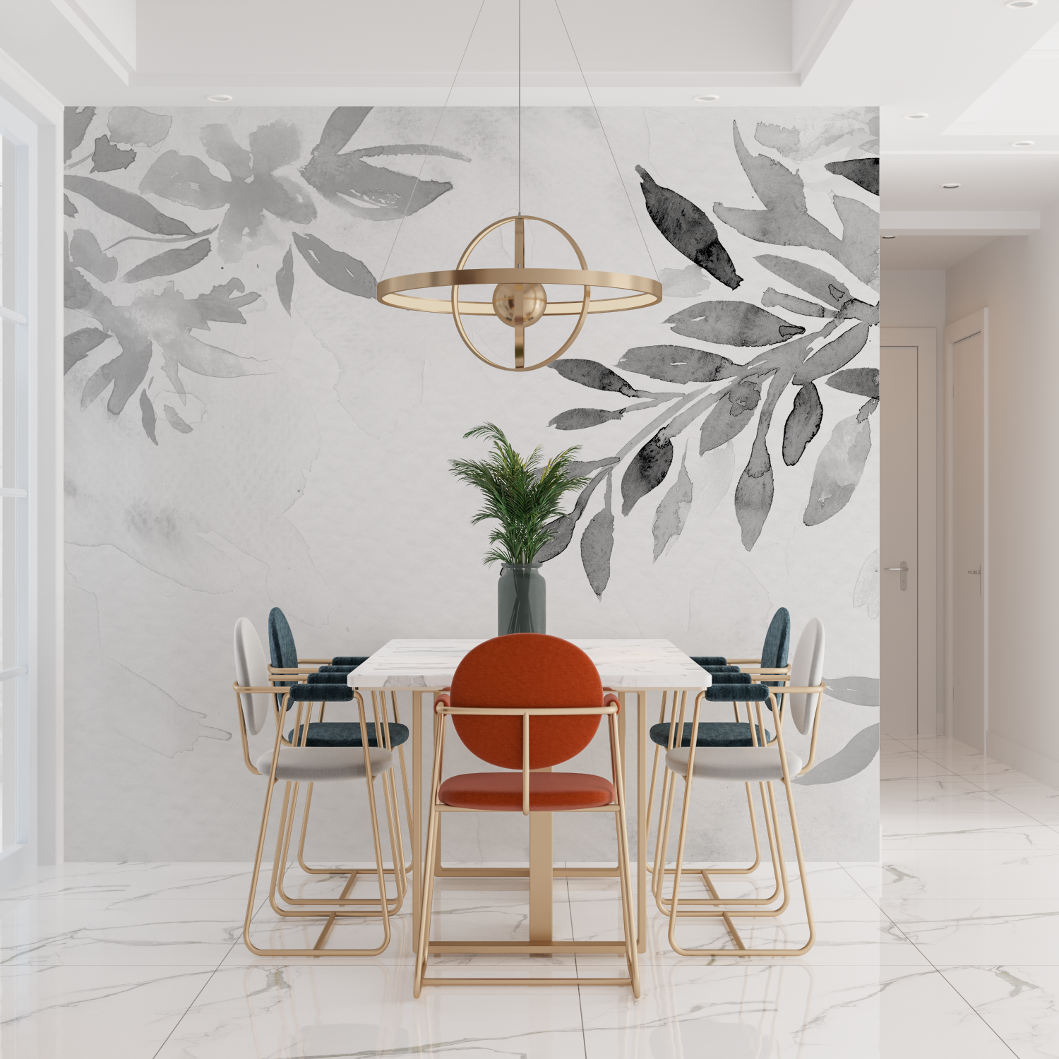 Gray Floral Wallpaper | Murals Wallpaper