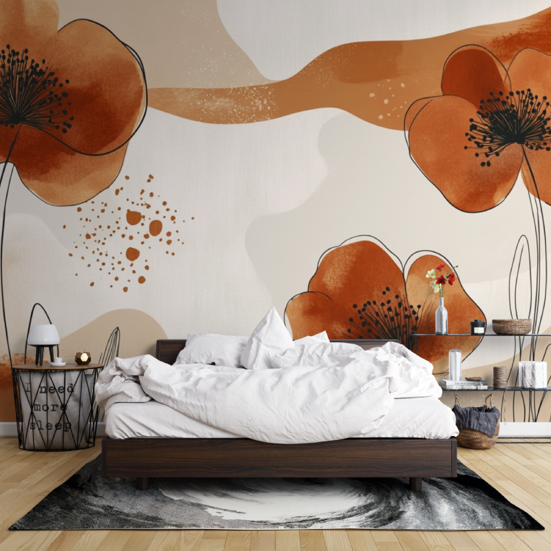 Papier peint aquarelle fleurs e...ches boho leroy merlin mur