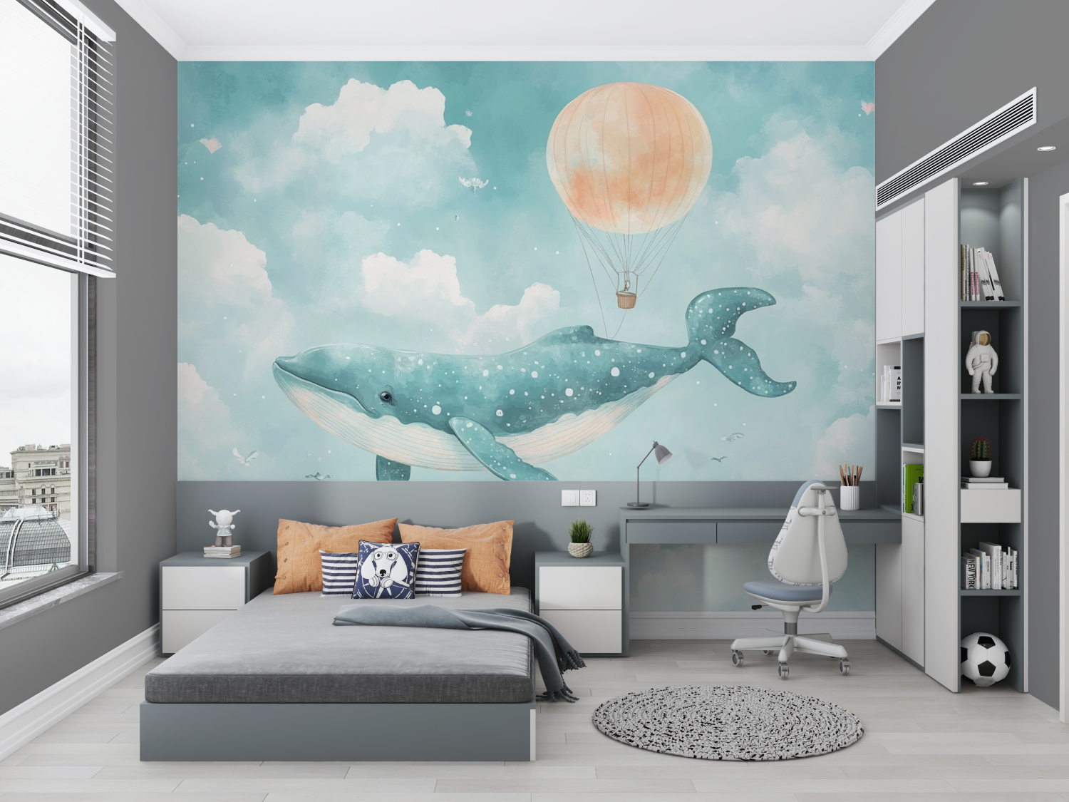 Sky Whale Marine Exploration Wallpaper | Murals Wallpaper