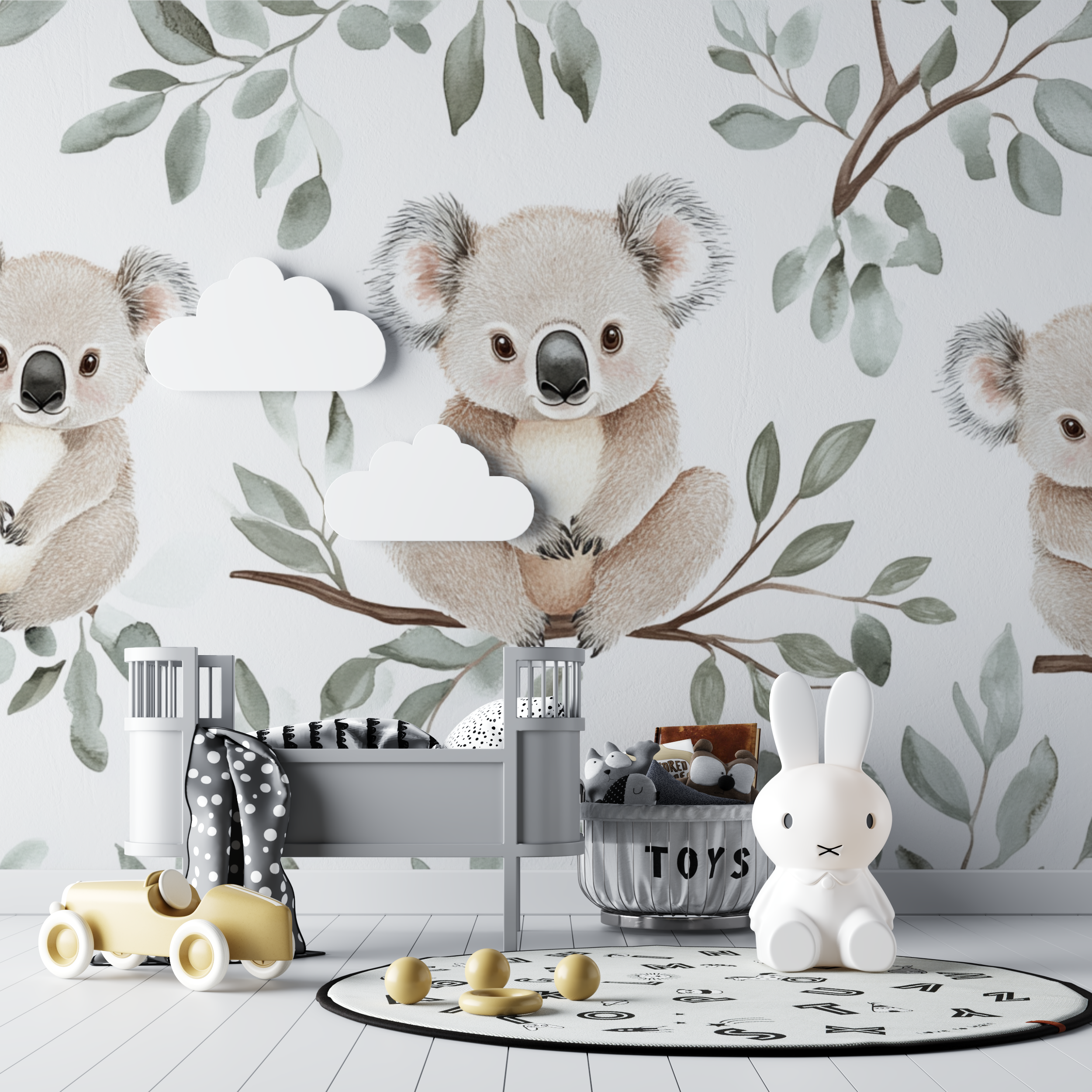 Koala- und Milchweich-Tapete | Wandtapete