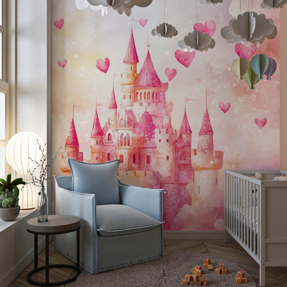 Princess Castle Pink Baby Wallpaper | Murals Wallpaper