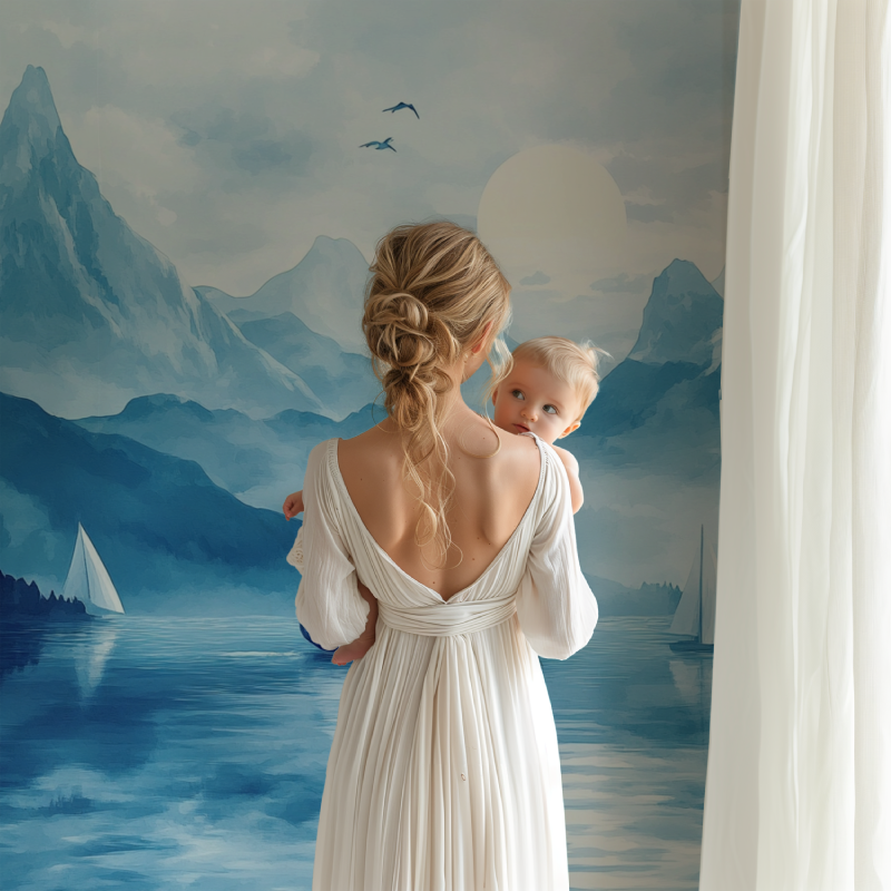 Sailboat and Mountain Wallpaper | Murals Wallpaper