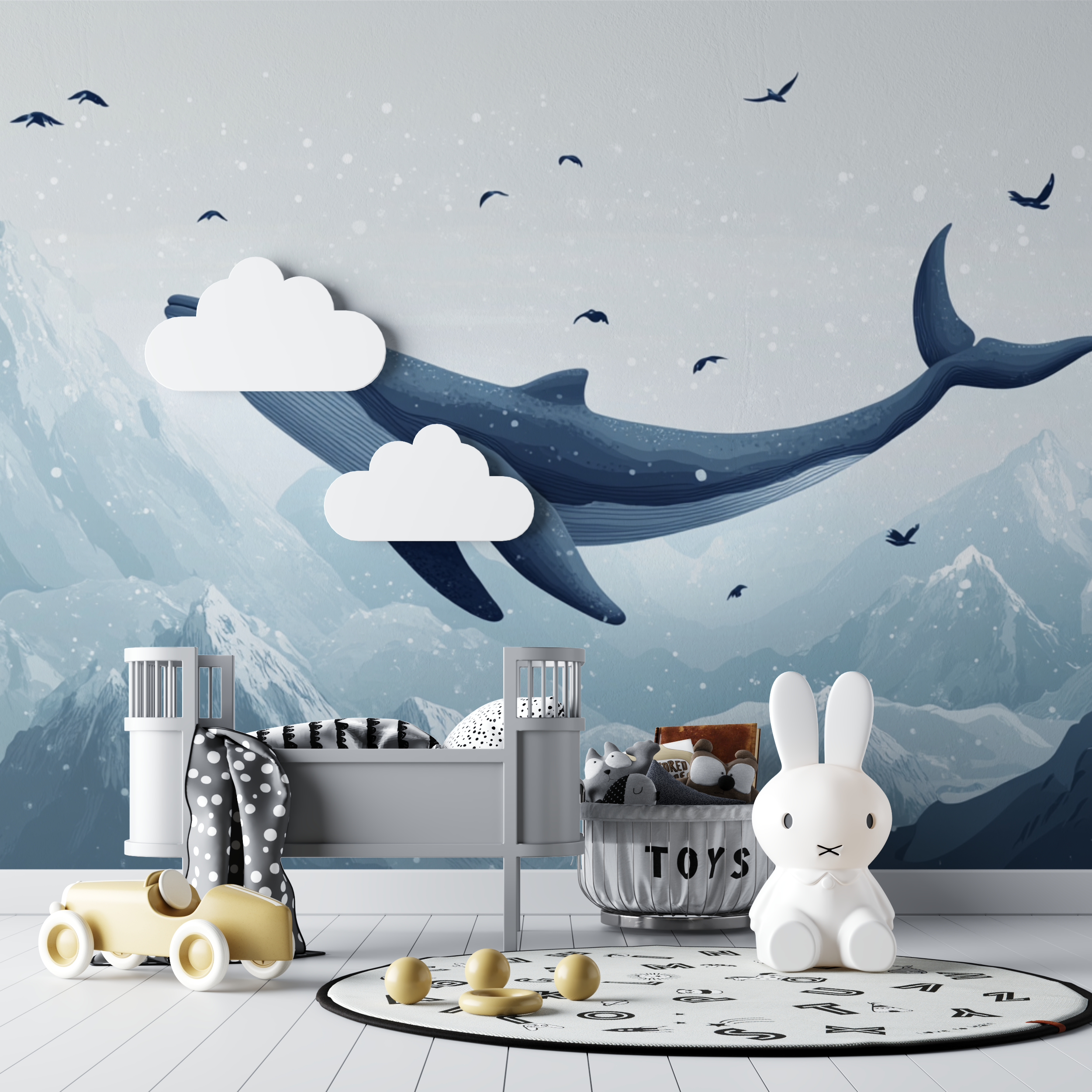Whale and Mountains Wallpaper | Murals Wallpaper