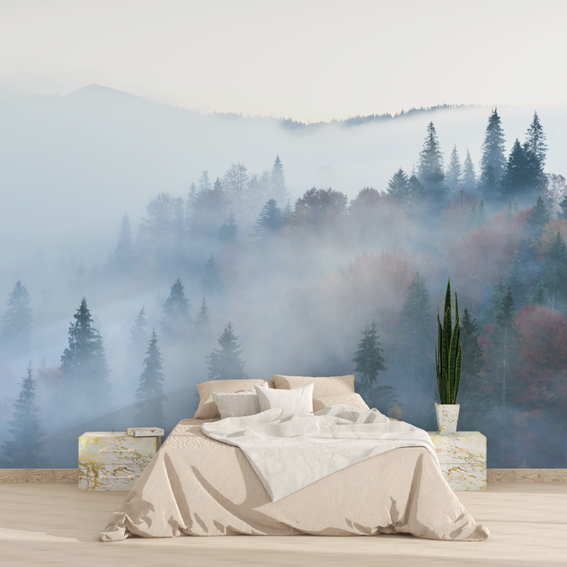 Watercolor Wallpaper Foggy Forest | Murals Wallpaper