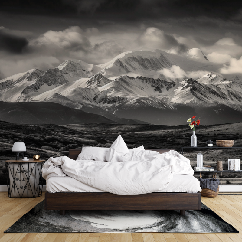 Black and White Mountain Wallpaper - Les Aravis | Murals Wallpaper