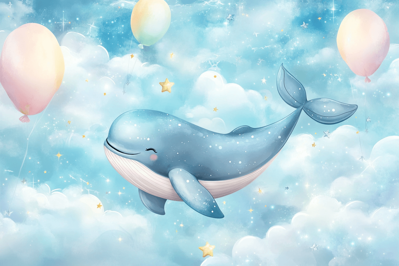 Whale-Themed Cloud Marine Wallpaper | Murals Wallpaper