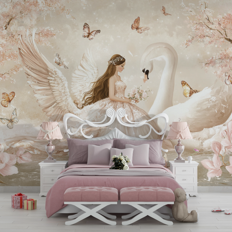 Princess and Swan Wallpaper | Murals Wallpaper