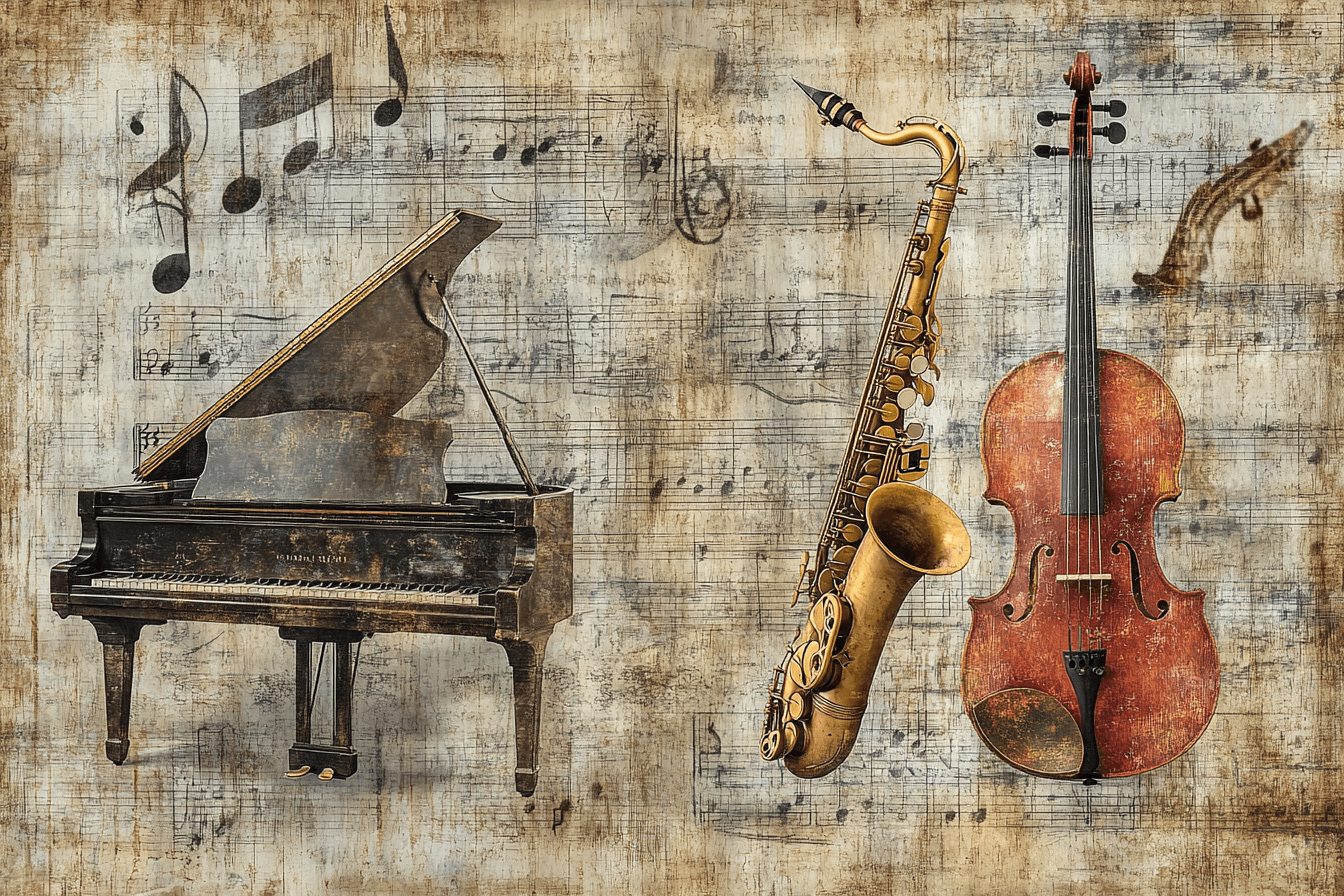 Vintage Musical Instrument Wallpaper | Murals Wallpaper