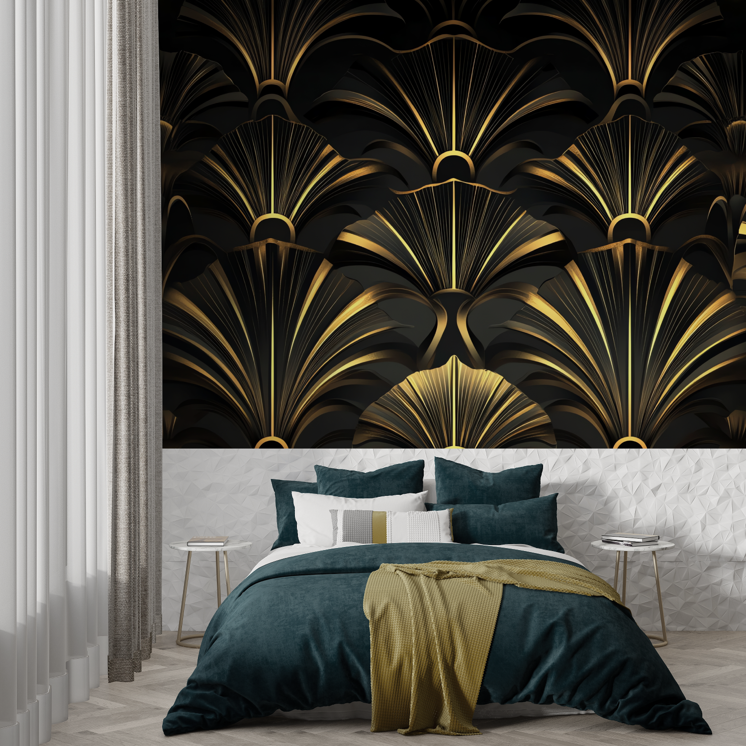 Dark Gold Art Deco Wallpaper | Murals Wallpaper