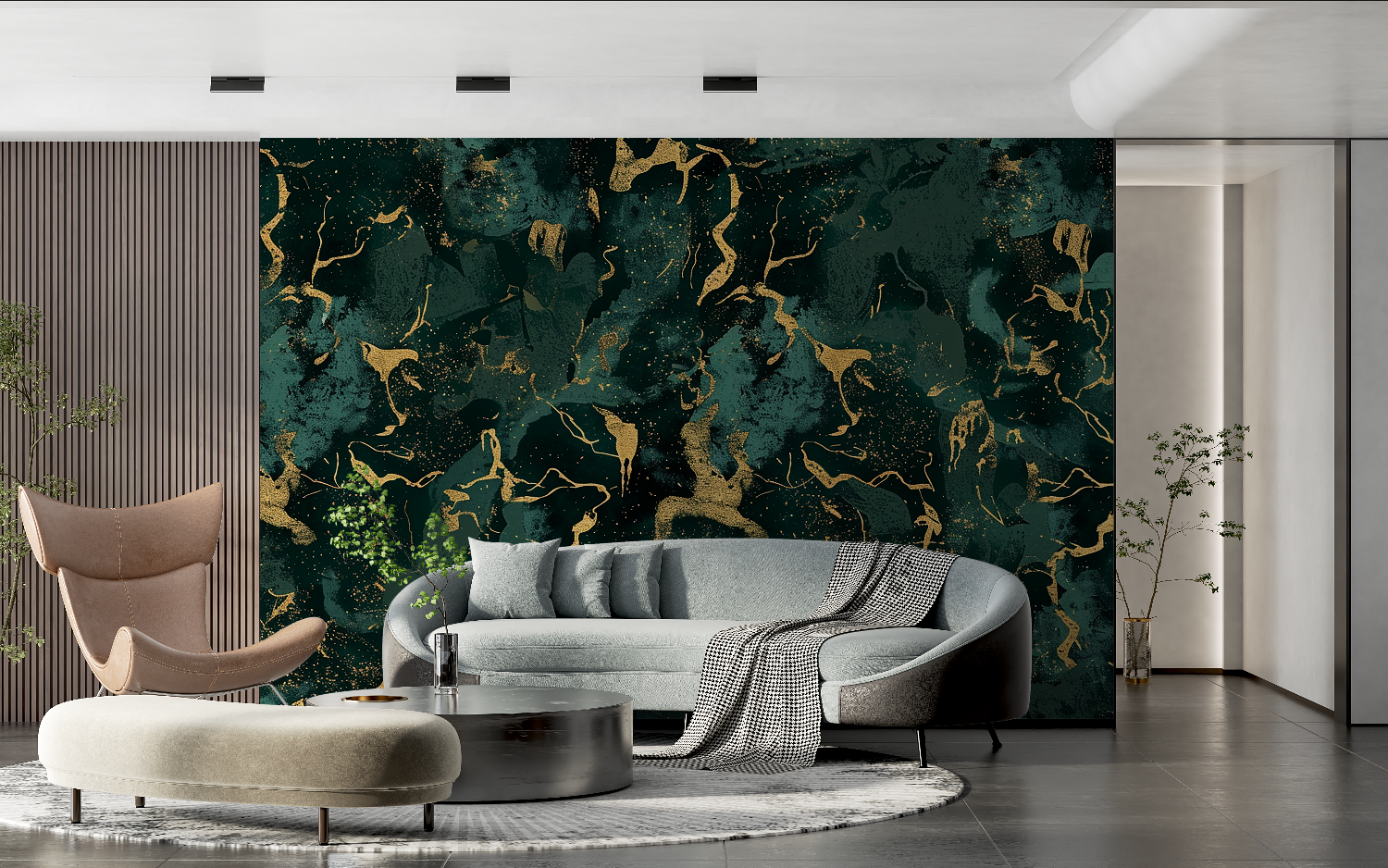 Papier Peint Vert Emeraude Et Or – Panorama-Wandbild