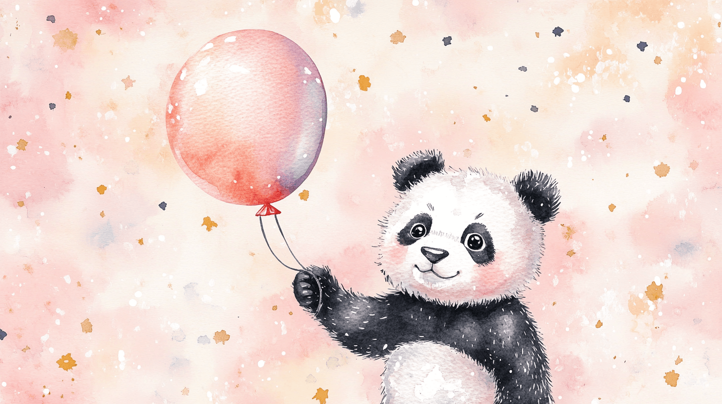 Panda Wallpaper with Balloon | Murals Wallpaper
