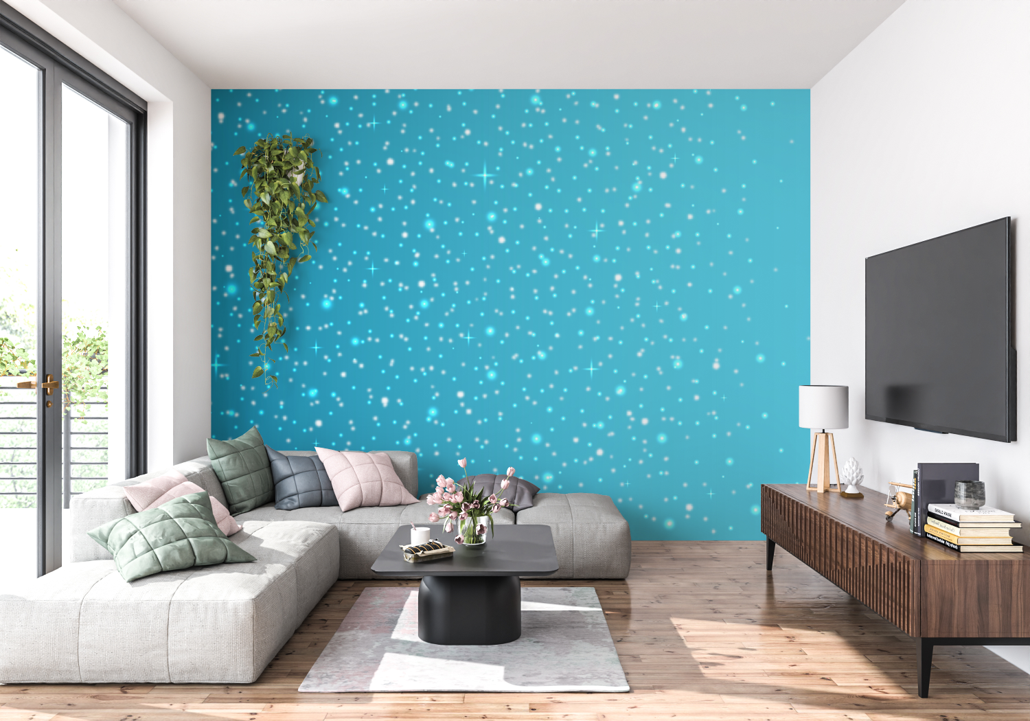 Turquoise Glitter Wallpaper | Murals Wallpaper
