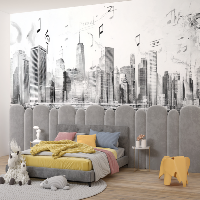 Papier peint partitions et building garcon345