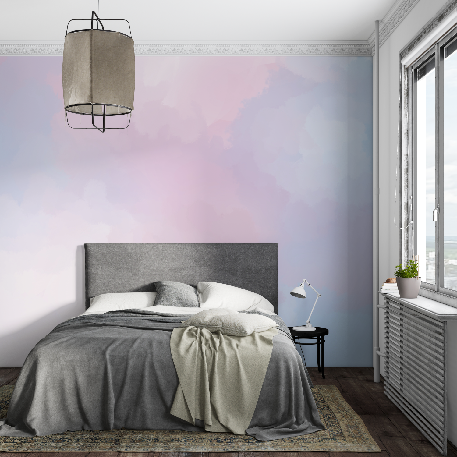 Rosa und blaue Tapete | Wandbilder Tapete