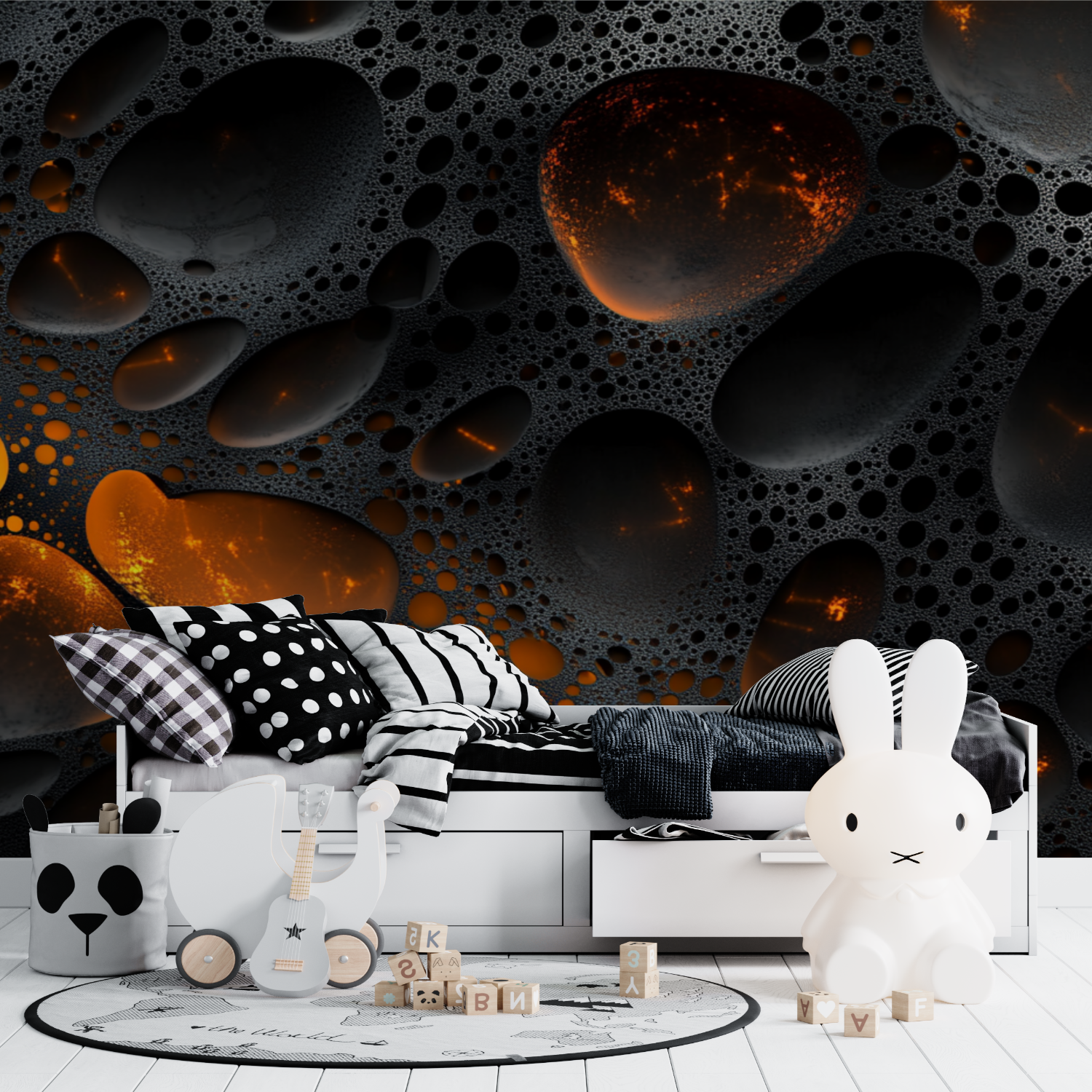 Neon Gaming Schwarz Tapete | Wandbilder Tapete