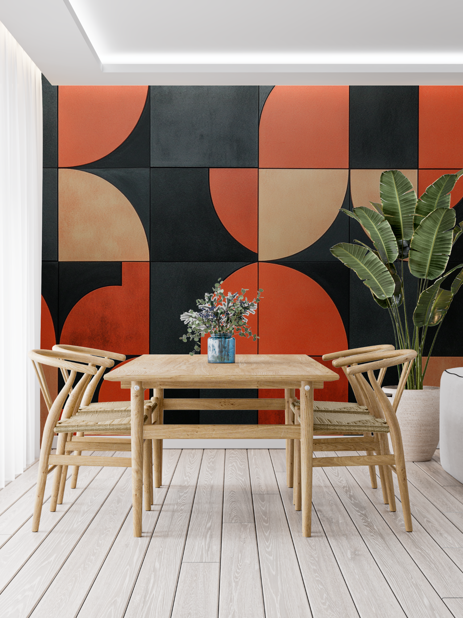 Terracotta and Black Graphic Wallpaper | Murals Wallpaper