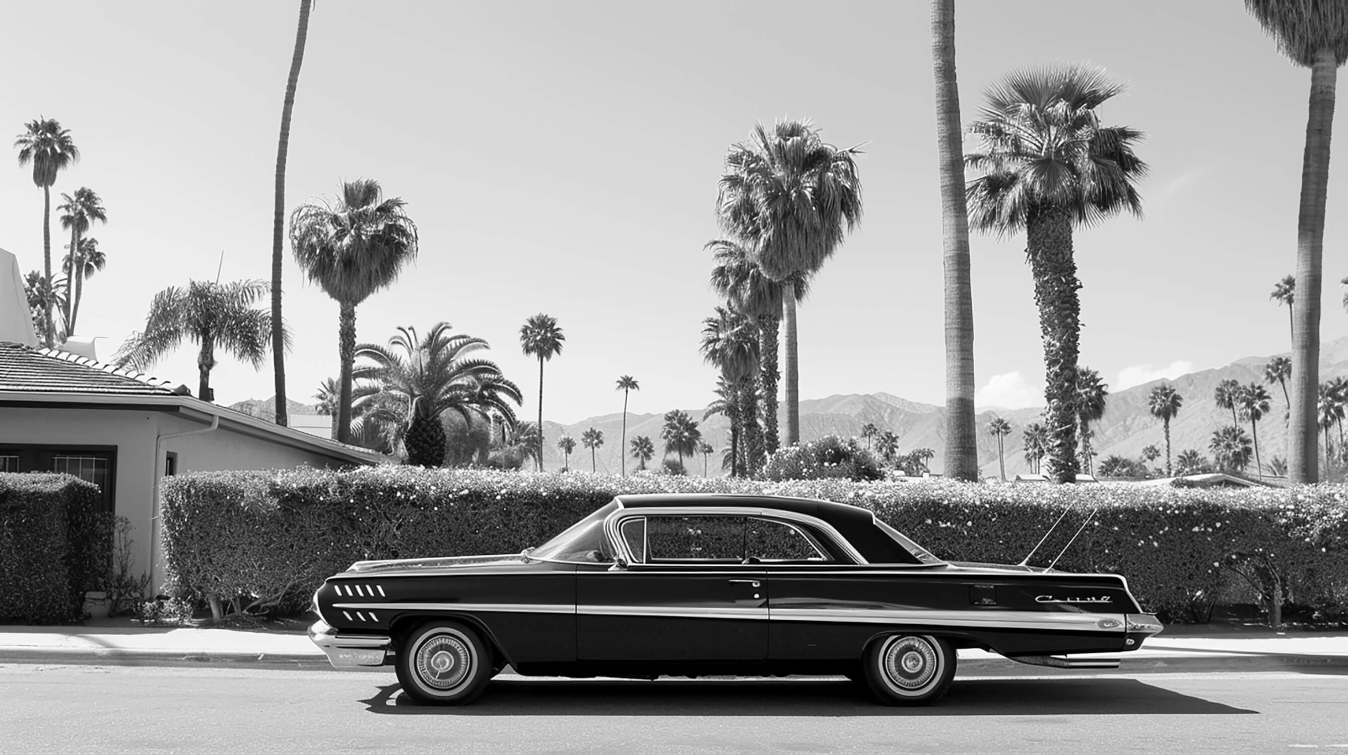 Black and White Miami Car Wallpaper | Murals Wallpaper