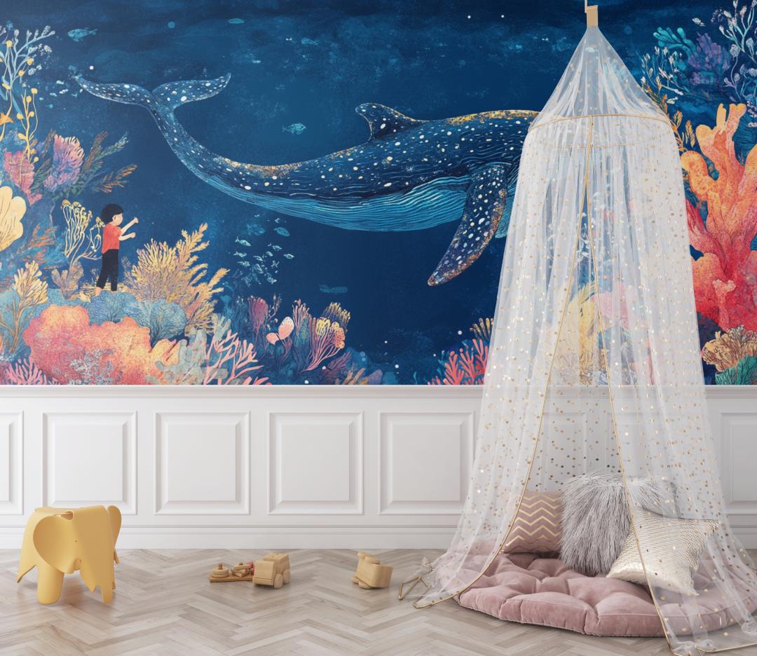 Whale and Treasure Wallpaper | Murals Wallpaper