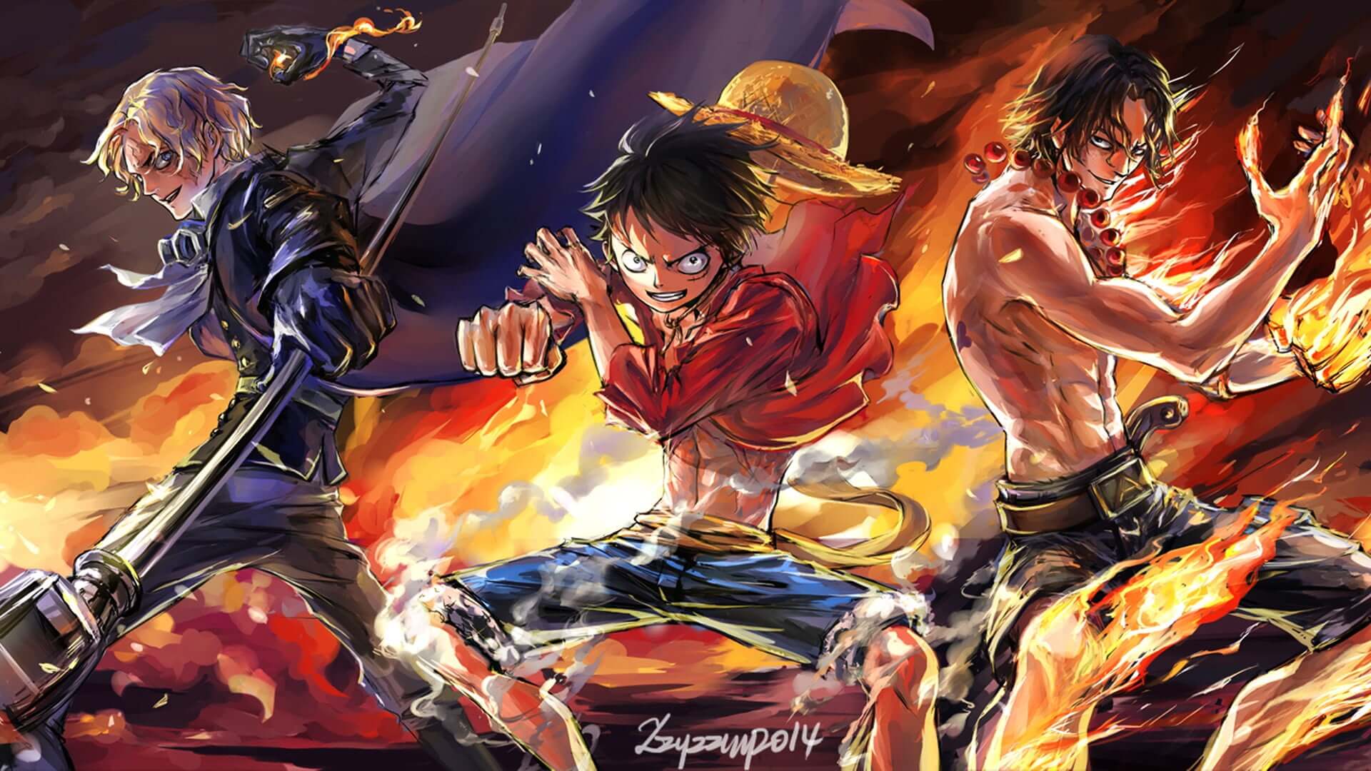 One Piece Luffy on Fire Wallpaper | Murals Wallpaper
