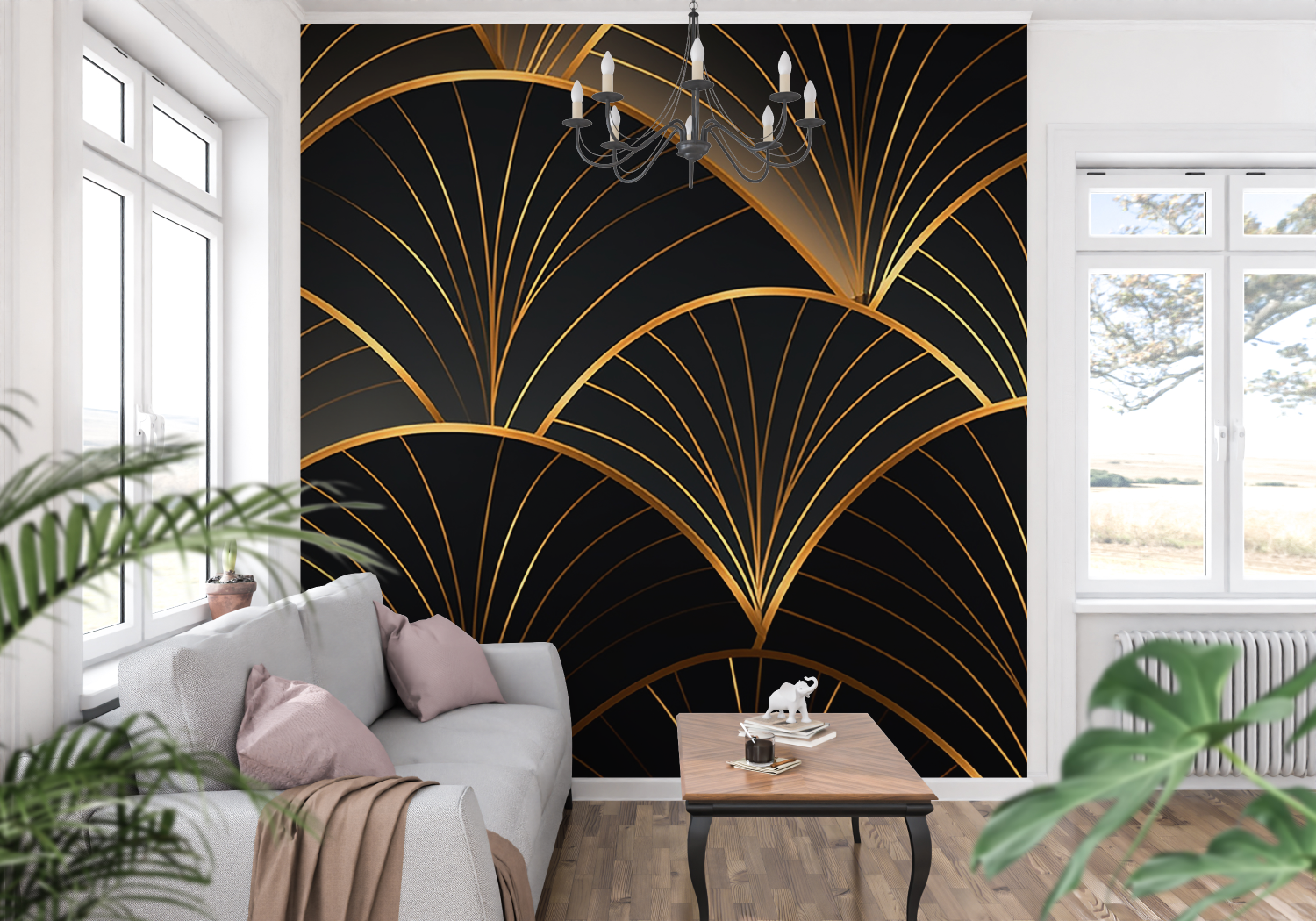 Elegant Black and Gold Art Deco Wallpaper | Murals Wallpaper