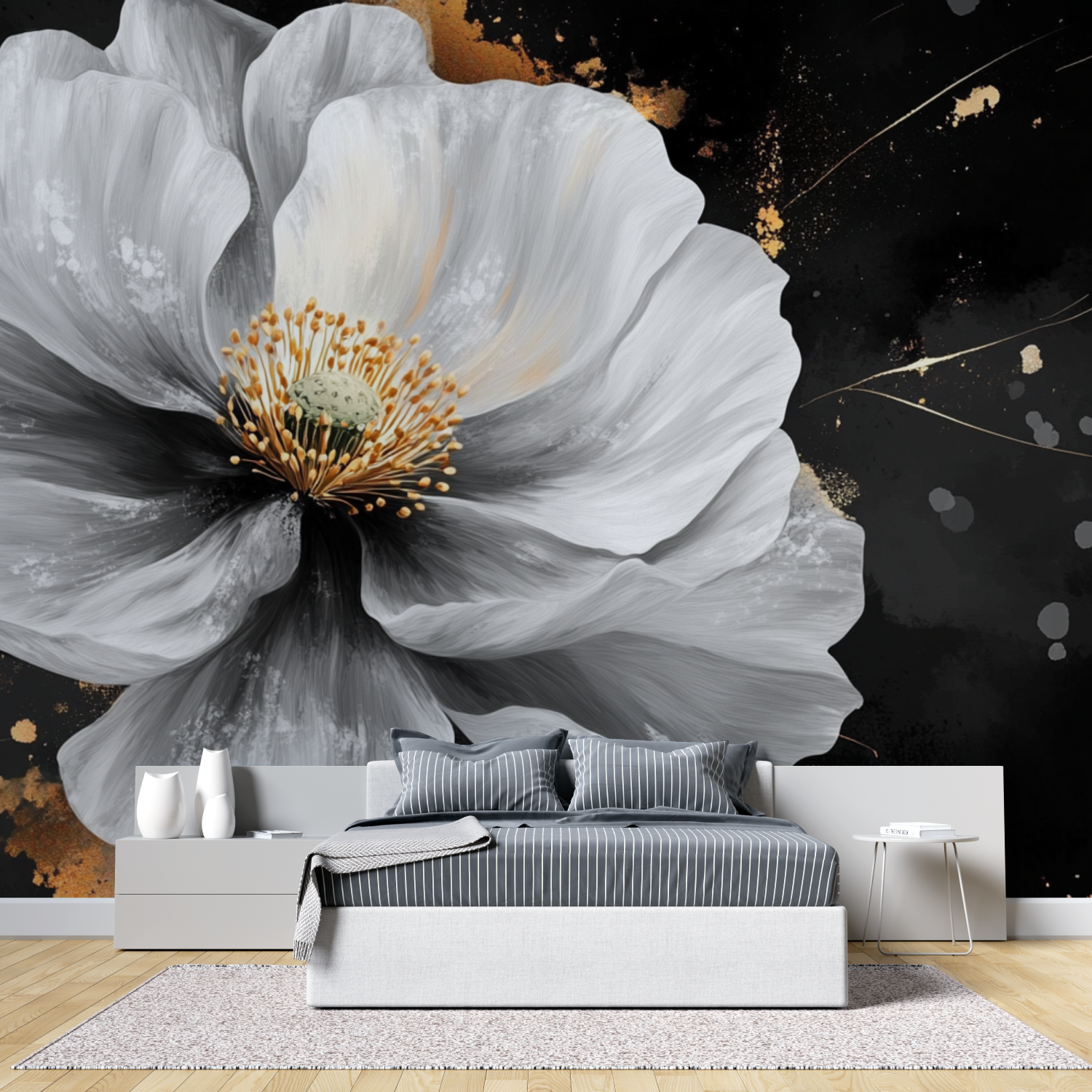 Papel Pintado Acuarela Flor Blanca Grande | Murales de Papel Pintado
