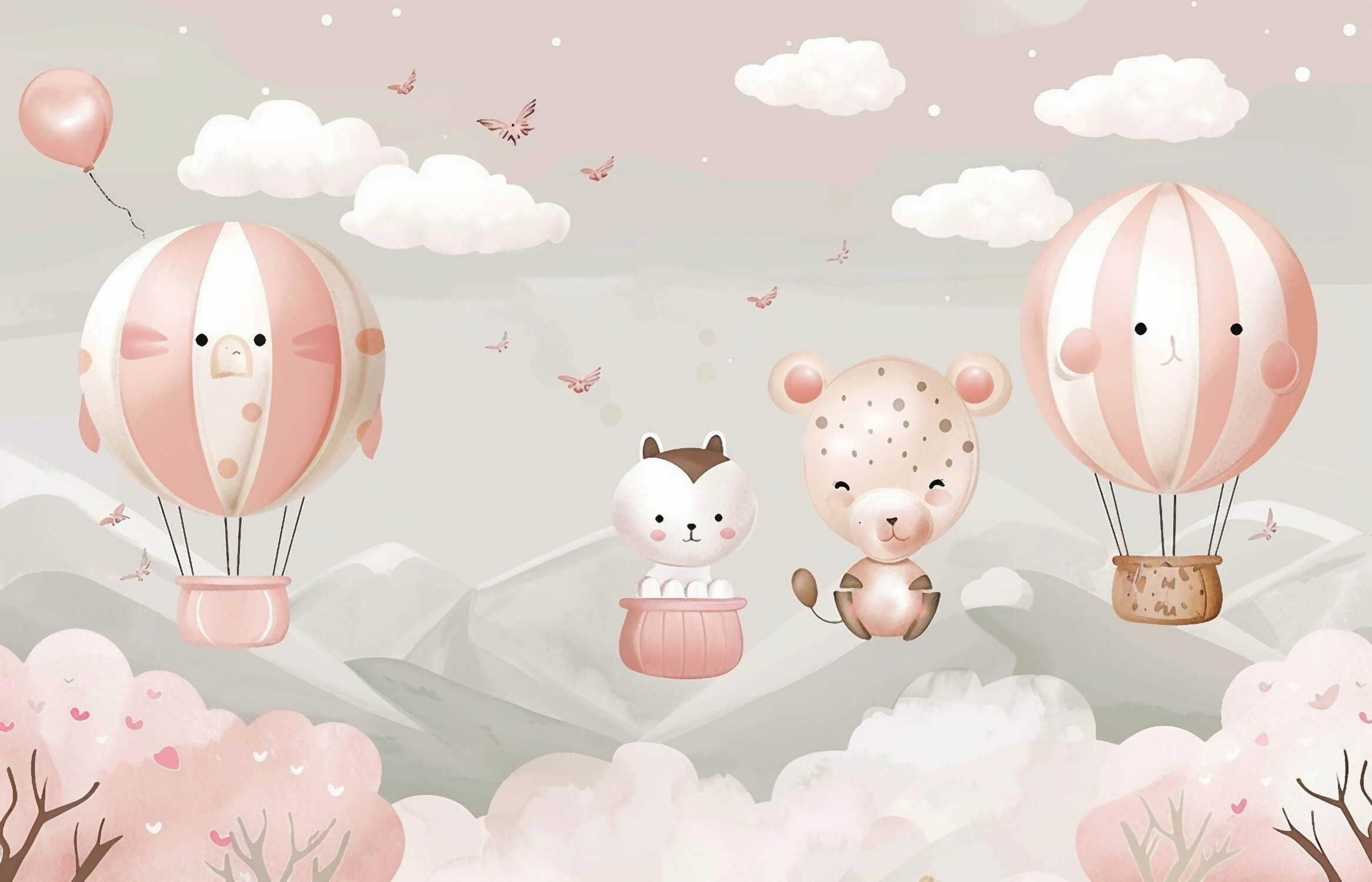 Pink Wallpaper for Kids | Murals Wallpaper