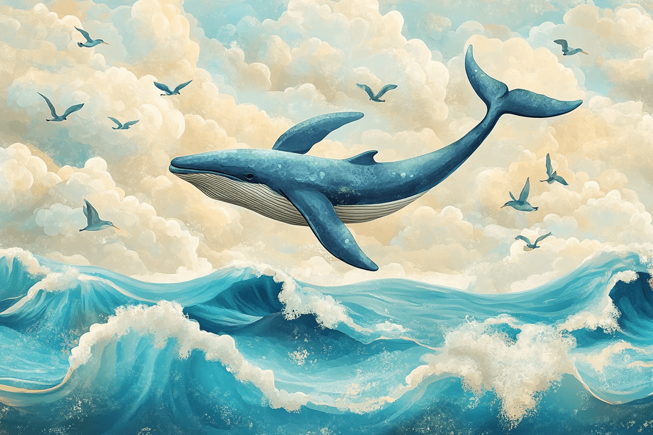 Marine Landscape and Whale Wallpaper | Murals Wallpaper
