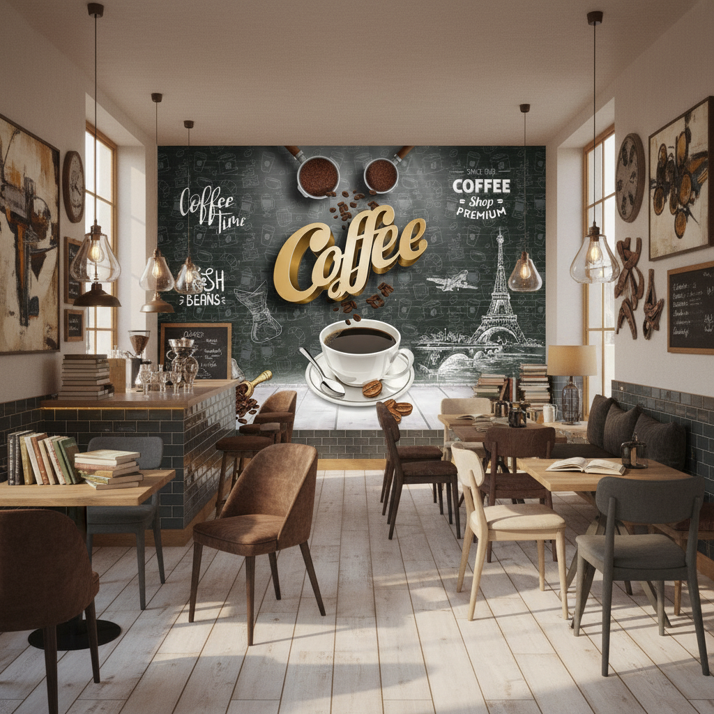 Mural Coffee Shop Wallpaper