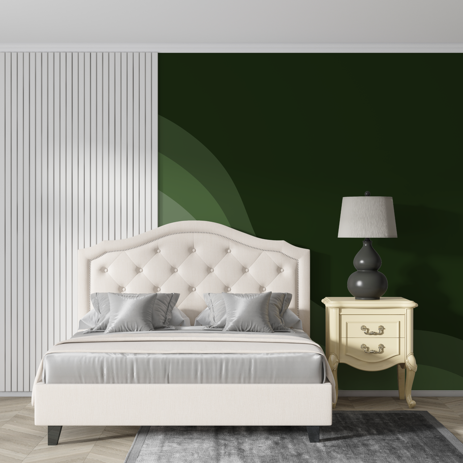 Grüne Wellen-Tapete mit Farbverlauf | Wandbildtapete