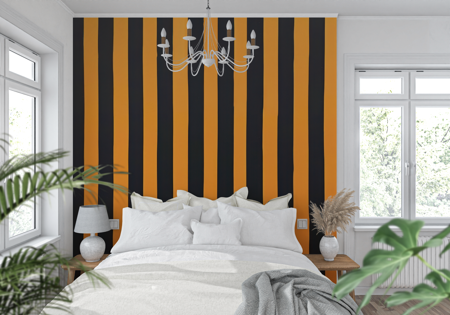 Orange and Black Striped Wallpaper | Murals Wallpaper