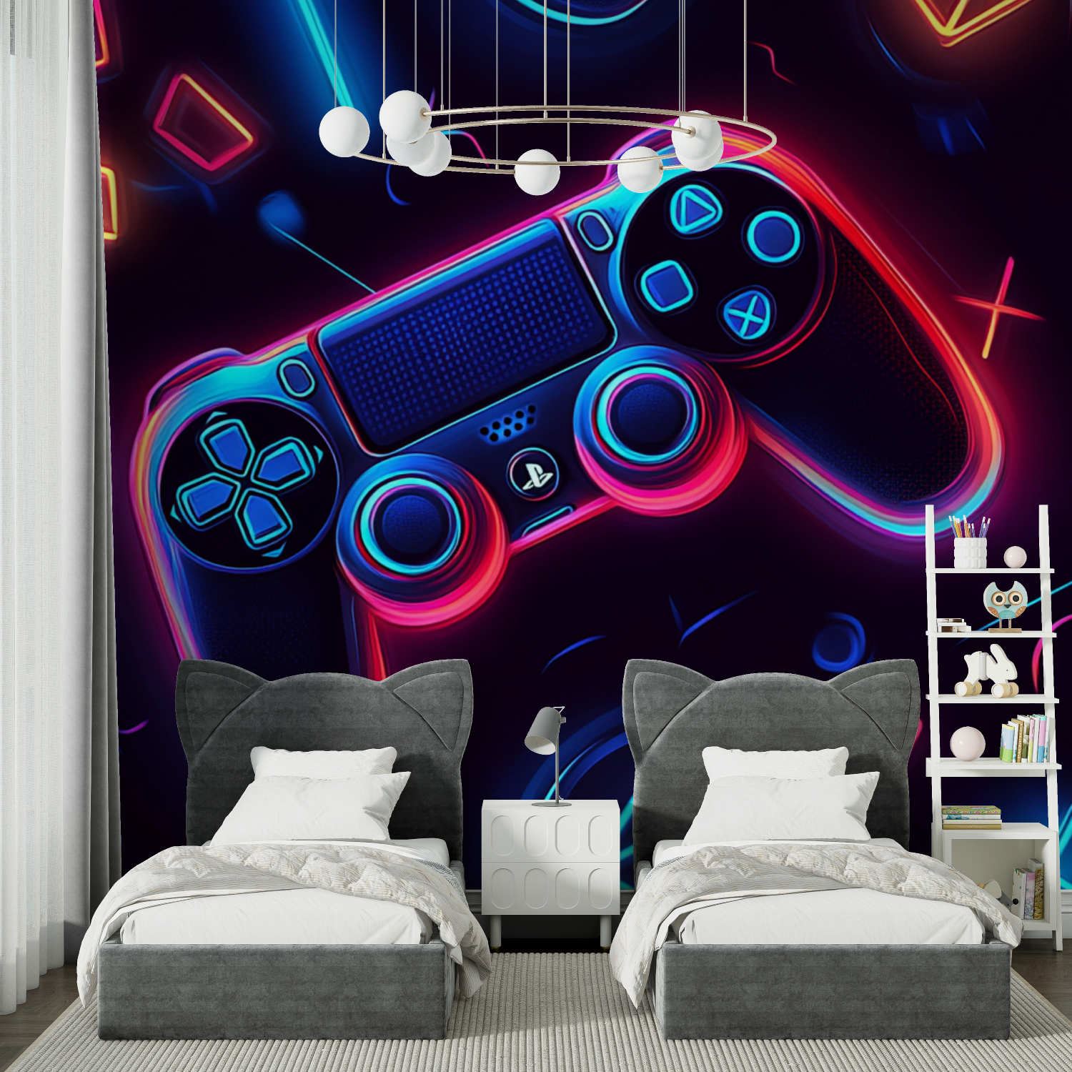 Neon-Gaming-Symbole-Hintergrundbild | Wandbild-Hintergrundbild