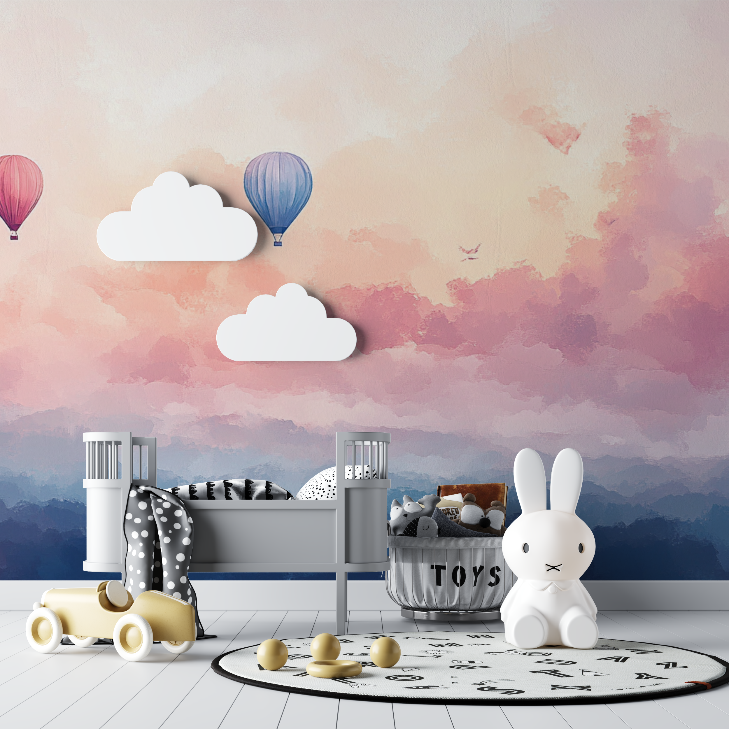 Hot Air Balloon and Sunset Sky Wallpaper | Murals Wallpaper