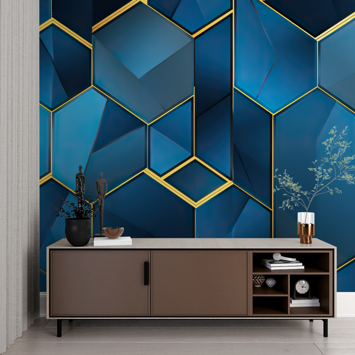Blaue Geometrische Tapete | Murals Wallpaper