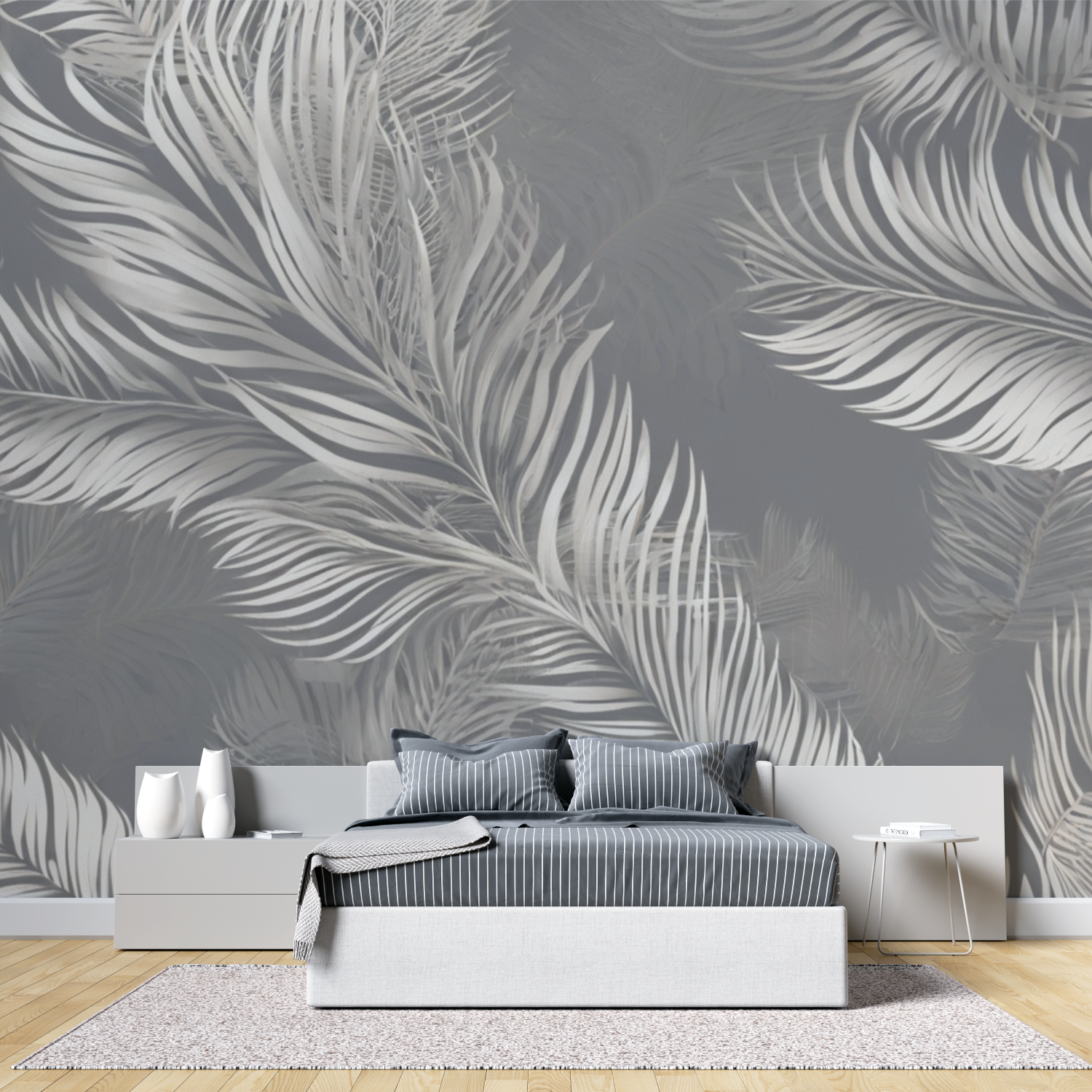 Hellgraue Tapete fürs Schlafzimmer | Fototapete
