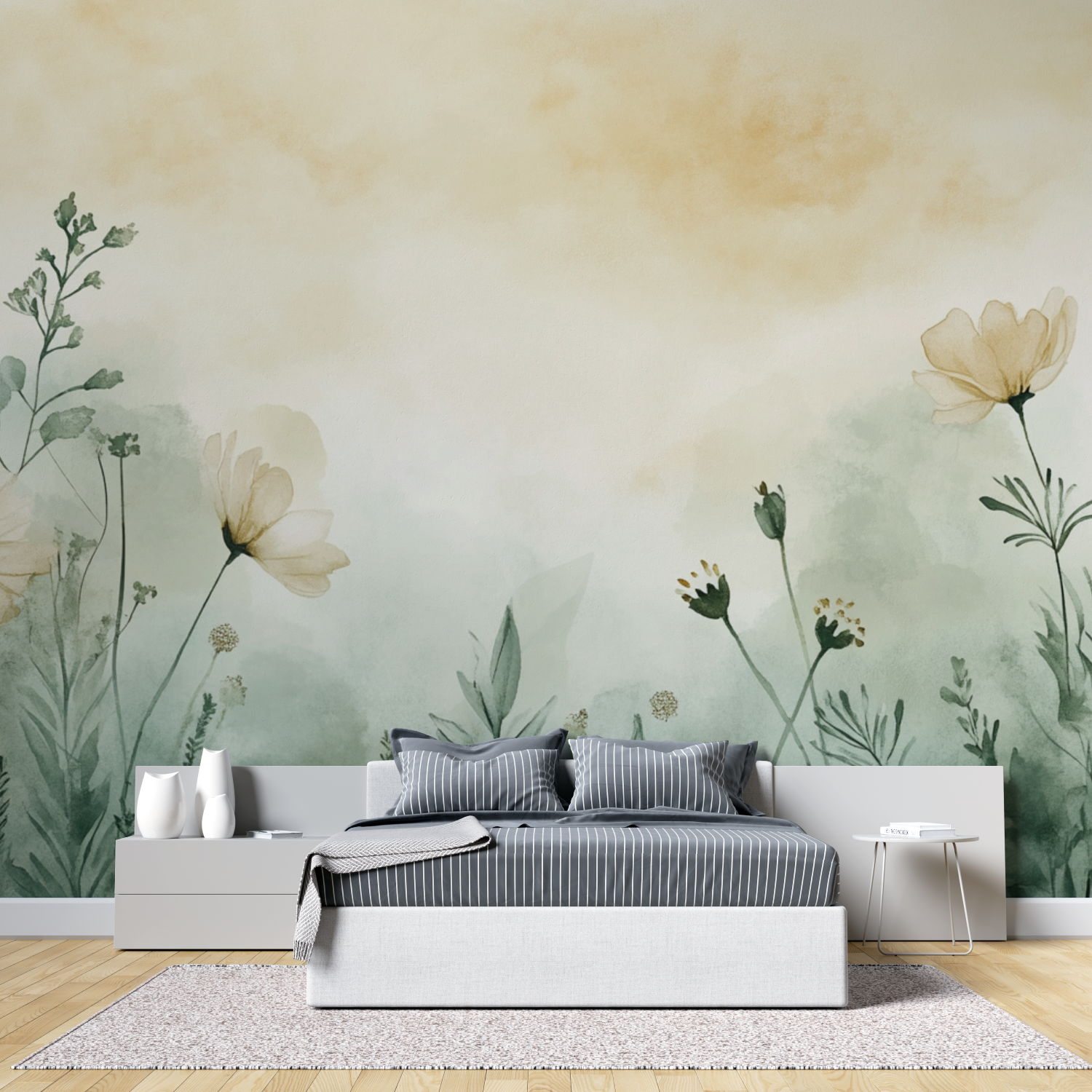 Papel de parede aguarela Silhuetas de plantas delicadas | Papel de parede Murals