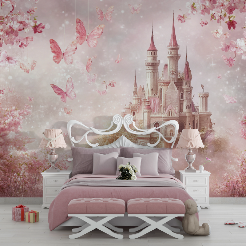 Princess Flower Sky and Castle Wallpaper | Murals Wallpaper