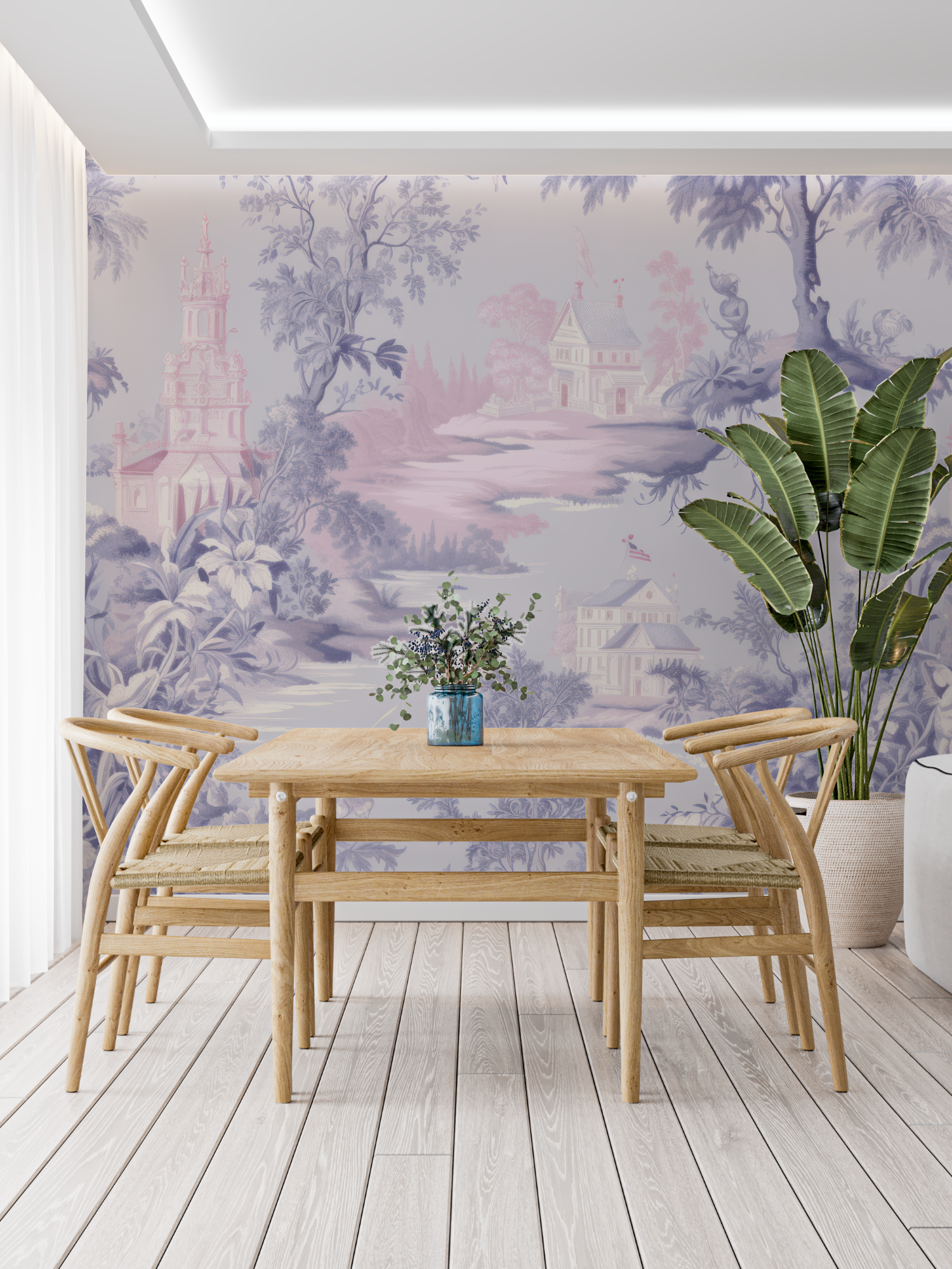 Toile de Jouy Pink Purple Wallpaper | Murals Wallpaper