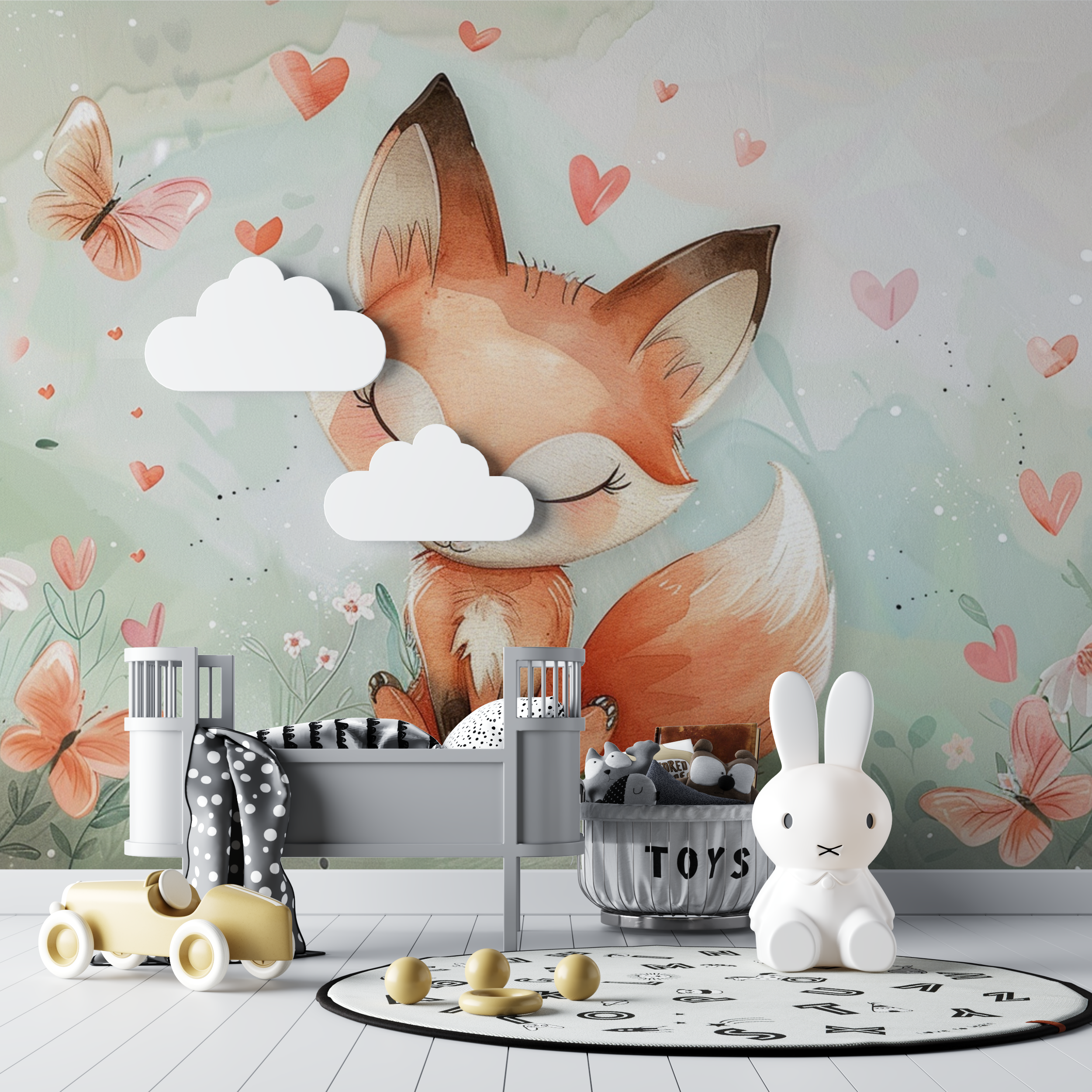 Baby Fuchs Tapete für Kinderzimmer | Wandbilder Tapete