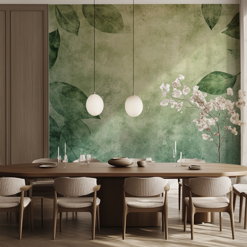 Vintage Green Leaf Wallpaper | Murals Wallpaper