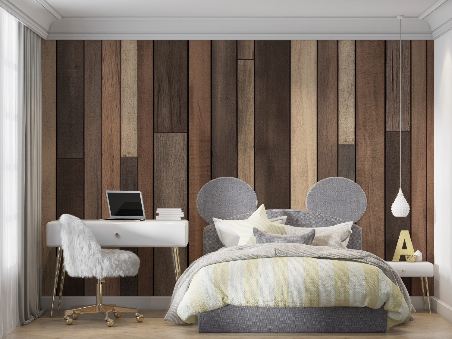 Natürliche Holzlamellen Tapete | Wandbilder Tapete