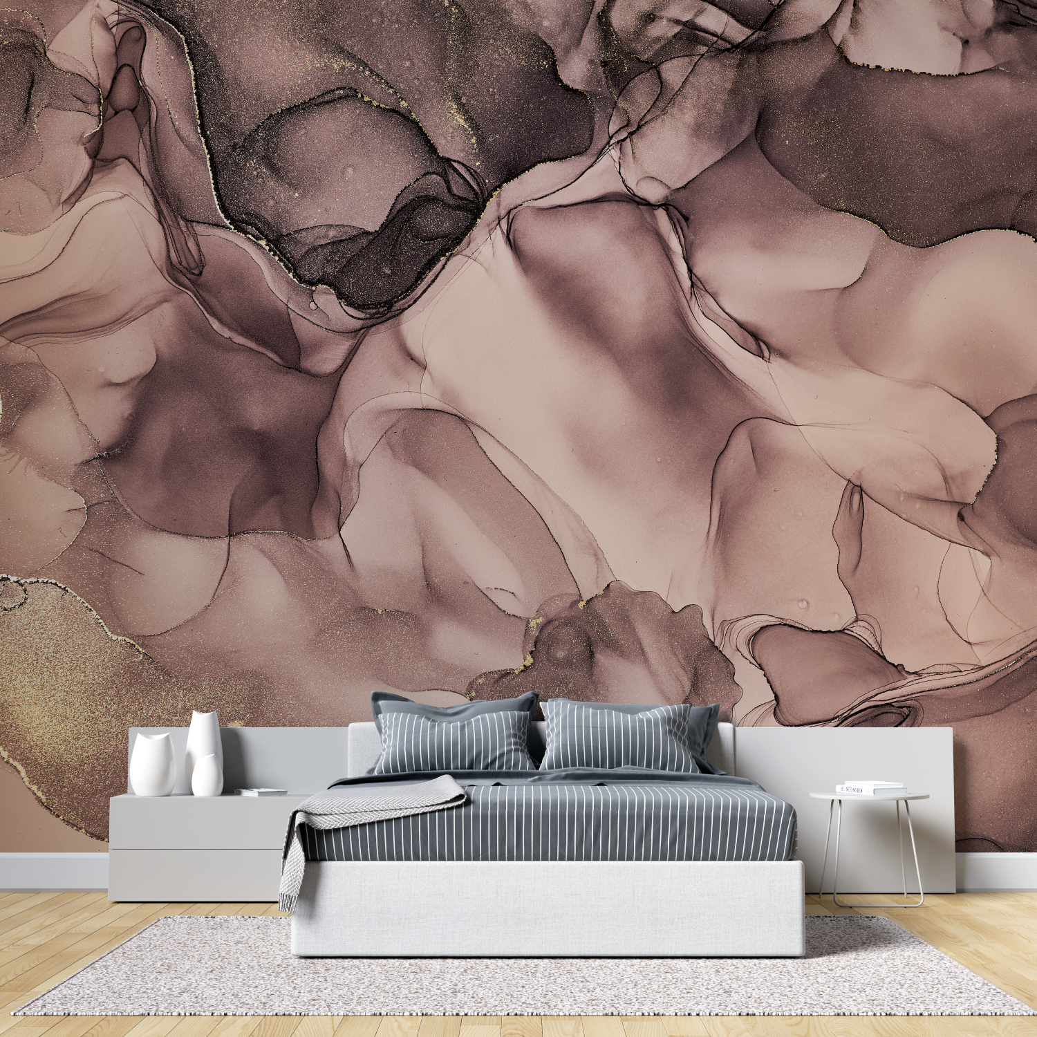 Papier Peint Noir und Roségold – Panorama-Wandbild