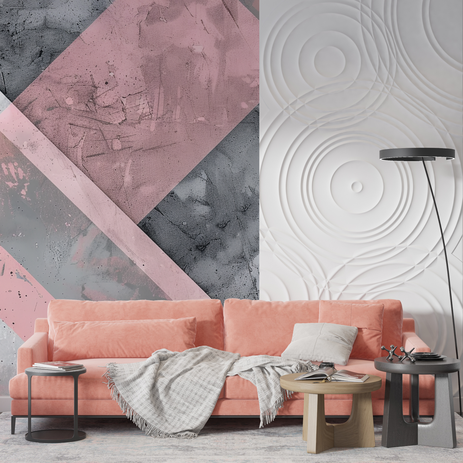 Gray and Pink Mosaic Wallpaper | Murals Wallpaper