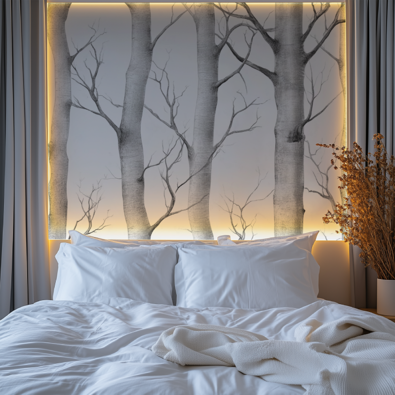 Gray and White Tree Wallpaper | Murals Wallpaper