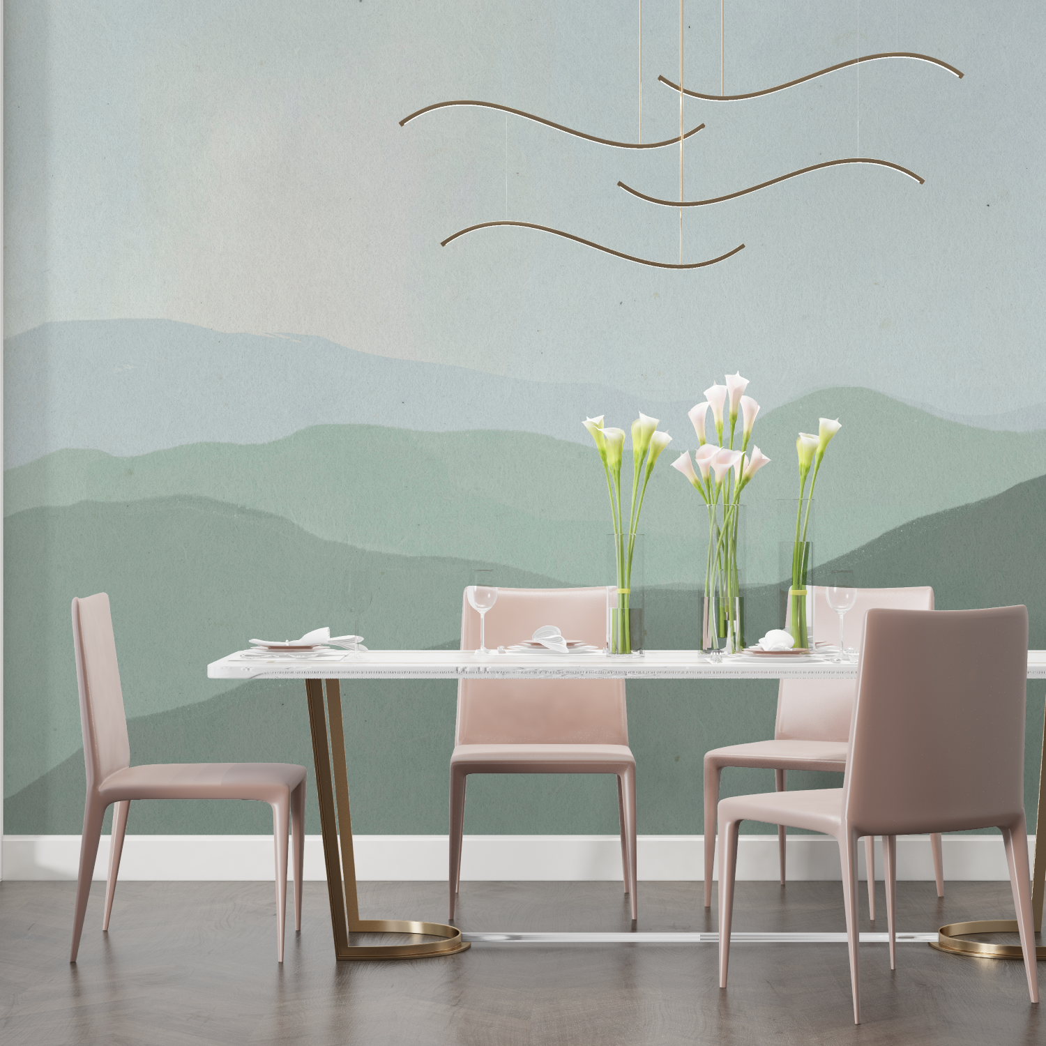 Papier Peint Montagne Vert – Zimmer für Erwachsene