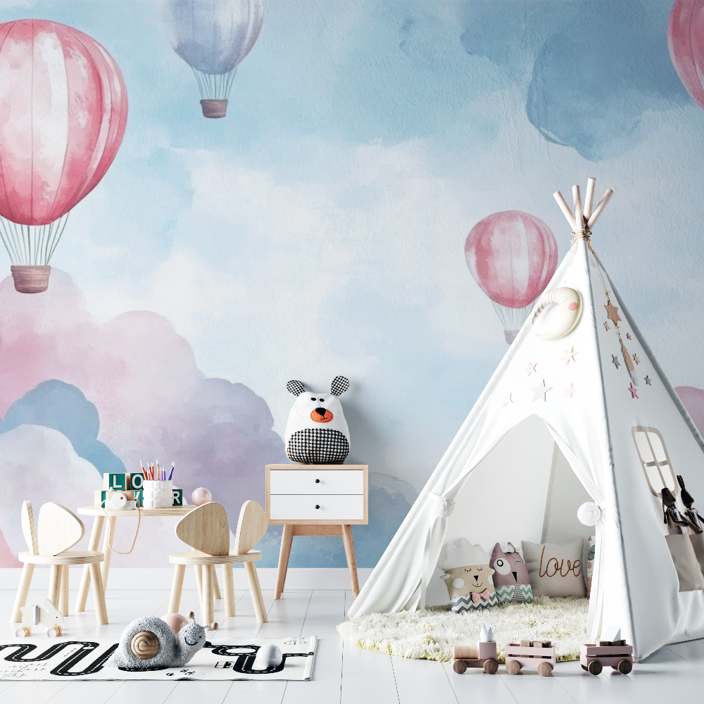 Hot Air Balloon and Spring Sky Wallpaper | Murals Wallpaper