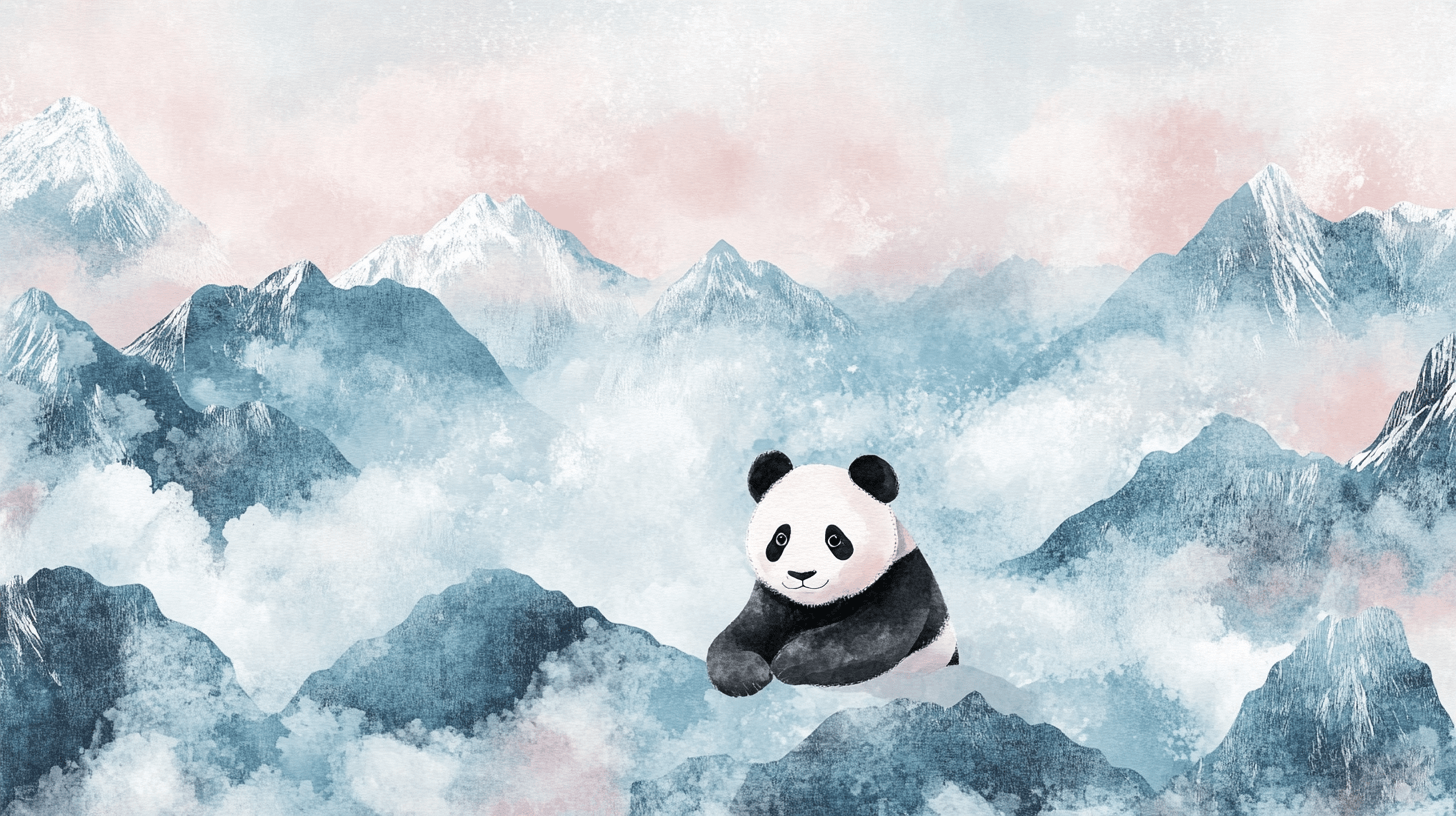 Panda and Soft Mountains Wallpaper | Murals Wallpaper