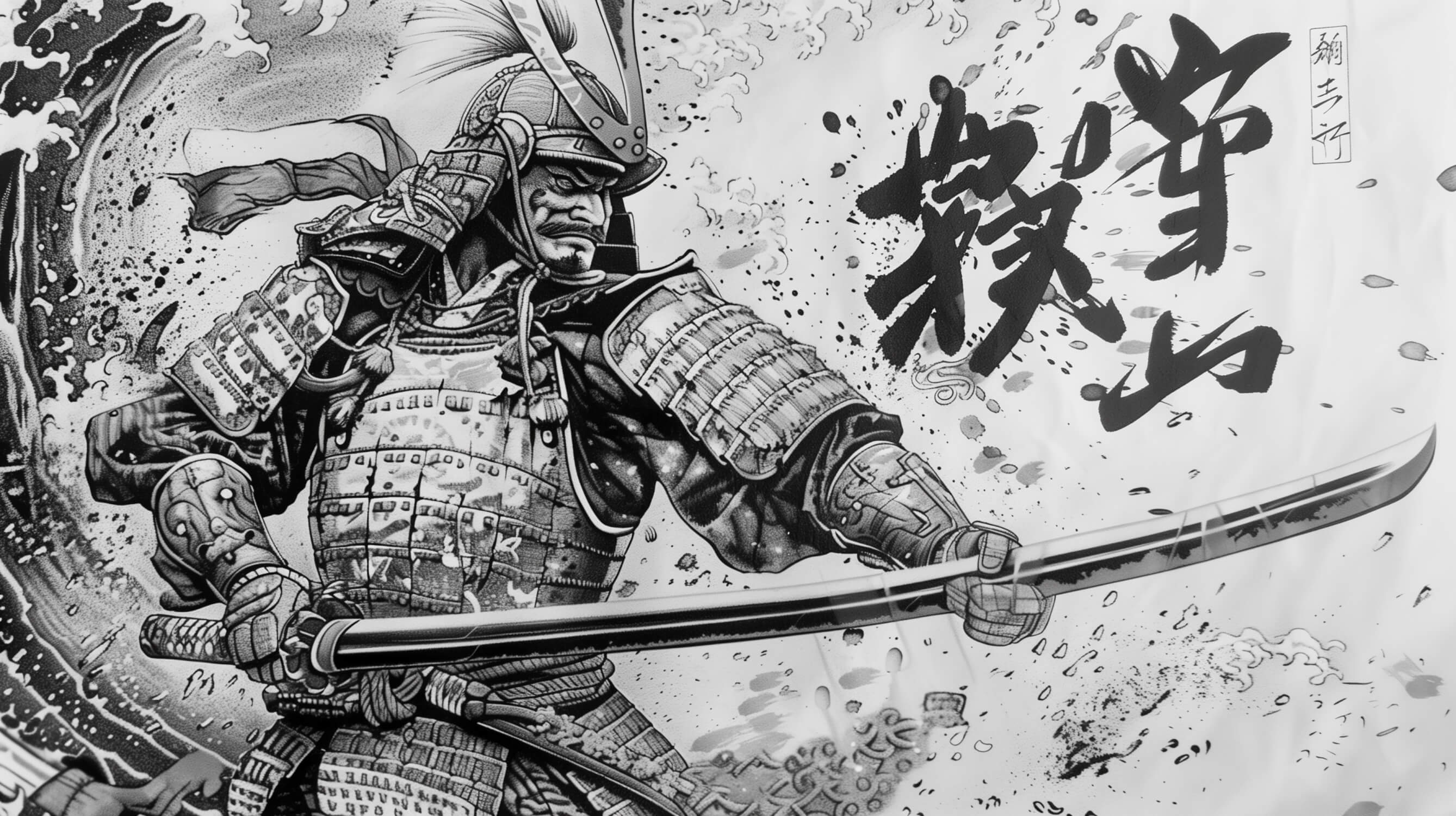 Black and White Samurai Wallpaper | Murals Wallpaper