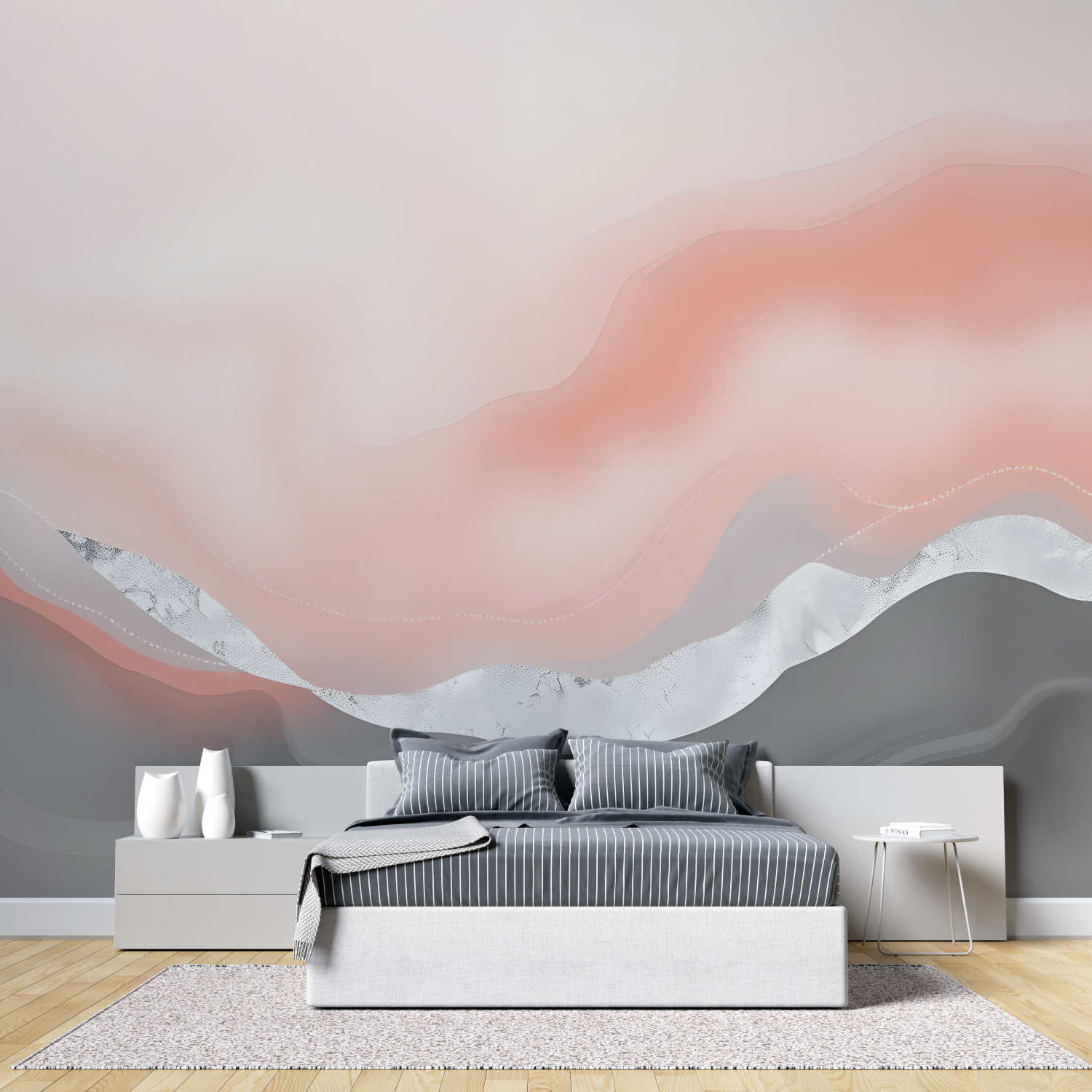 Watercolor Pink Gray Wallpaper | Murals Wallpaper