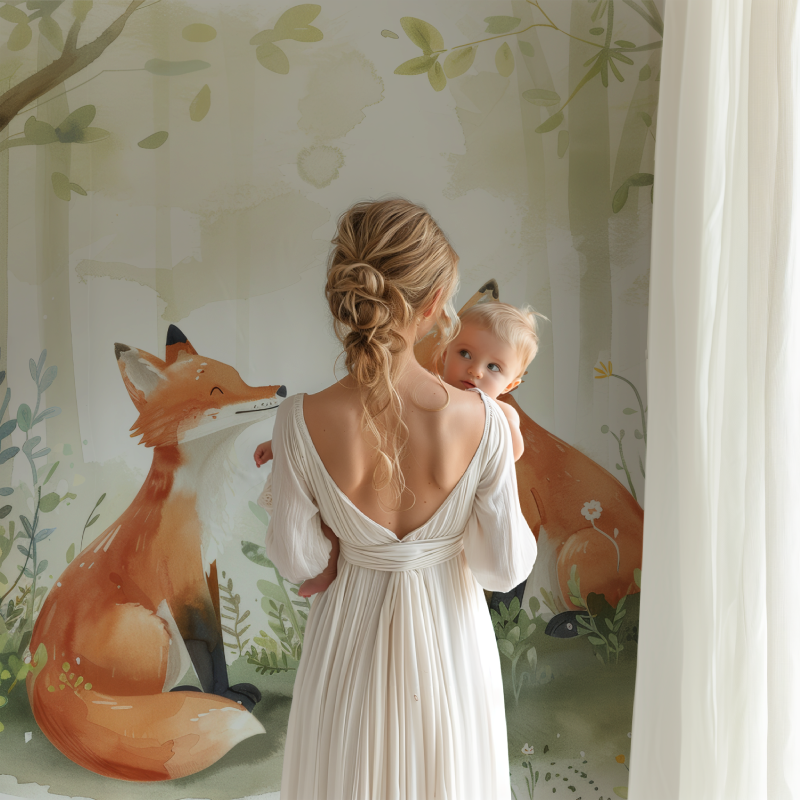 Forest Green Fox Wallpaper | Murals Wallpaper