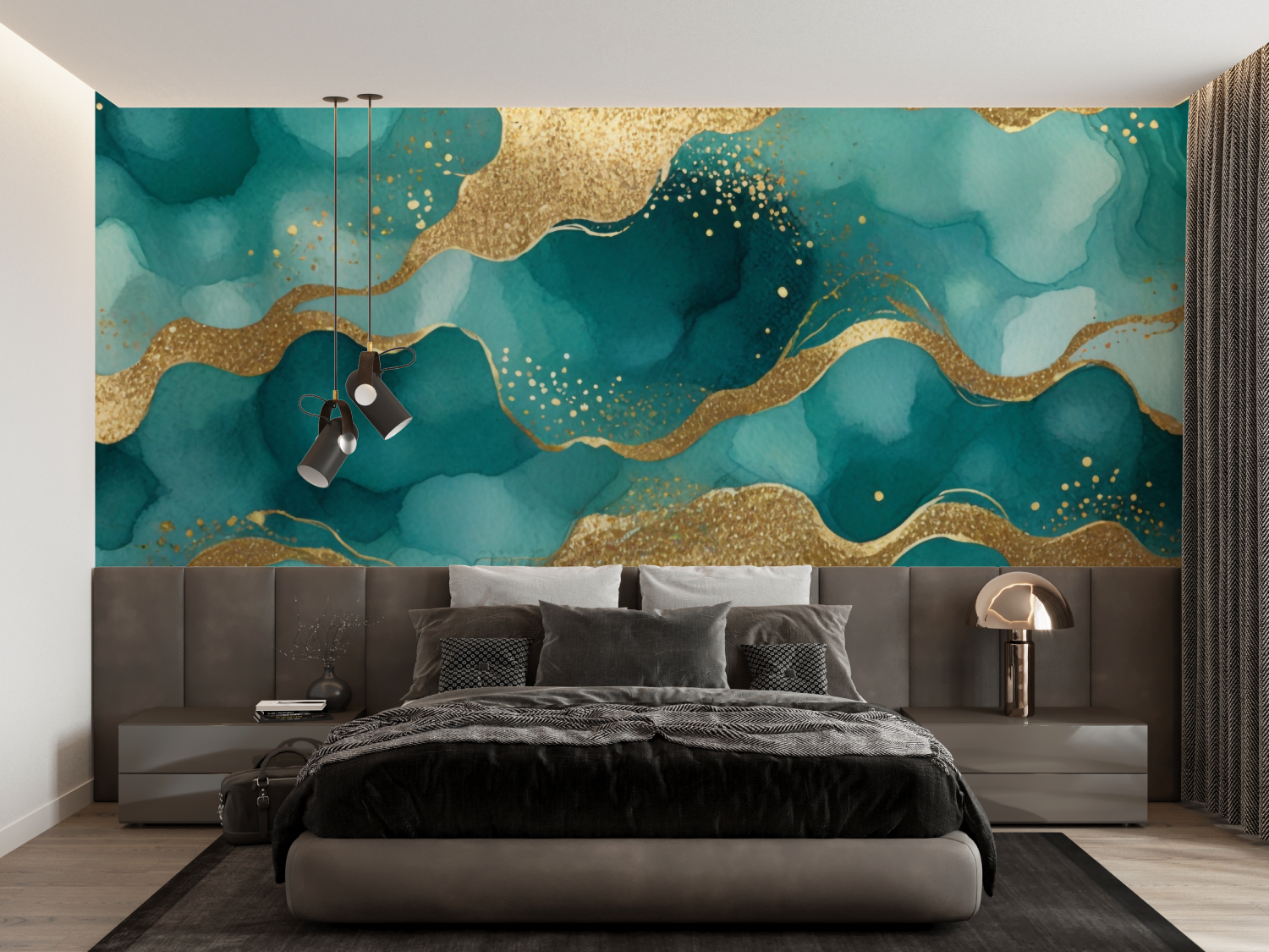 Turquoise and Gold Wallpaper | Murals Wallpaper